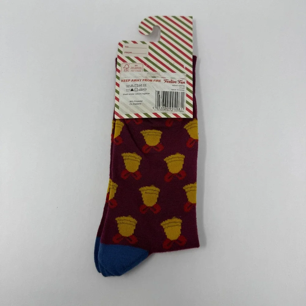 Festive Fun Mens Jingle Juice Novelty Socks Burgundy Christmas Alcohol US 8-12‎
